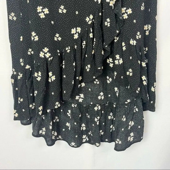 American Eagle AEO Black Floral Ruffle Wrap Maxi Skirt XS - Picture 4 of 5
